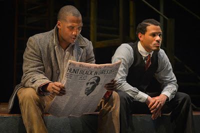 Jerod Haynes (Bigger Thomas) and William Hartfield (The Black Rat) in a scene from Native Son 