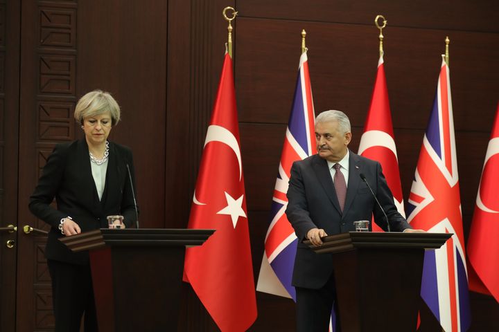 Theresa May and Turkish PM Binali Yildirim