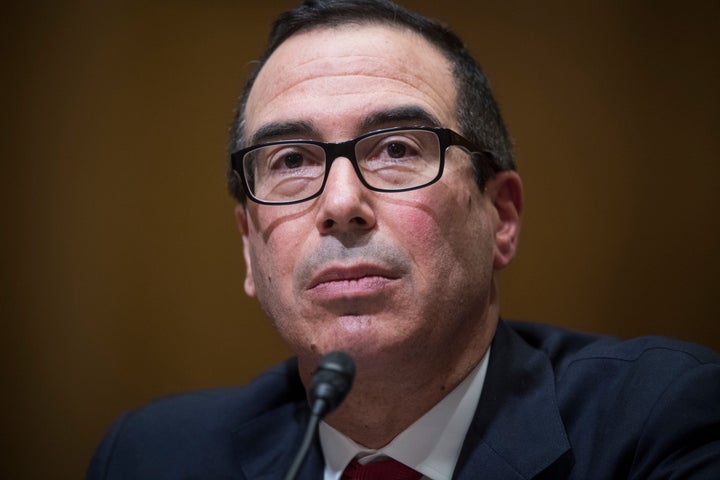 Steven Mnuchin, President-elect Trump's nominee for Treasury secretary, testifies during his Senate Finance Committee confirmation hearing in Dirksen Building, January 19, 2017.