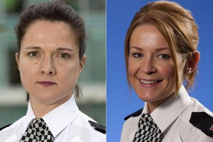 Assistant chief constable Rebekah Sutcliffe, left, is facing disciplinary action for baring her breast at superintendent Sarah Jackson