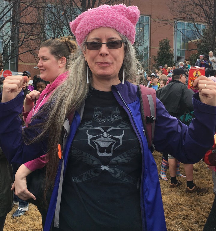 Delight Satter and her hat at Atlanta March