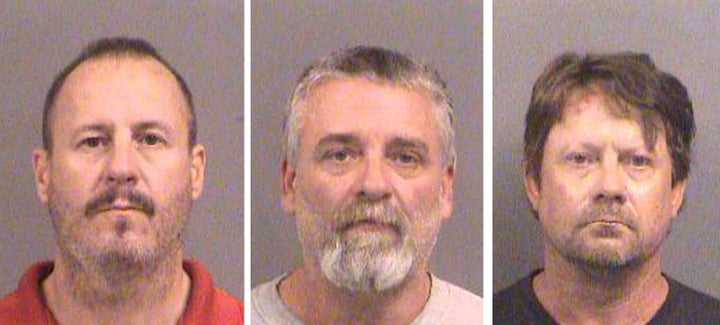 Left to right: Curtis Allen, Gavin Wright and Patrick Eugene Stein in booking photos provided on Oct. 15, 2016. The men were part of a white supremacist group and allegedly planned to bomb an apartment complex full of Somali immigrants.