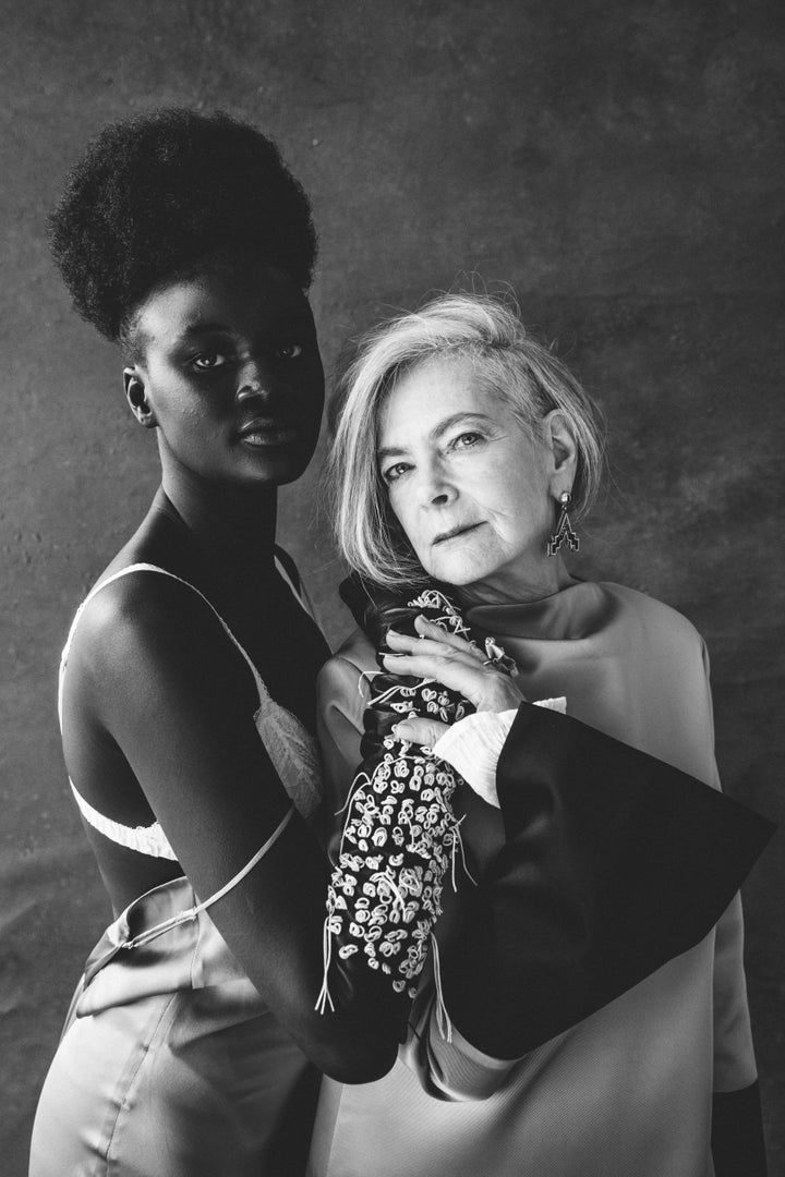 Diop, wearing a <a href="https://cloudhunterco.com/clothing/silk-gown-bow-back" target="_blank">Cloud Hunter silk gown</a> and Slater