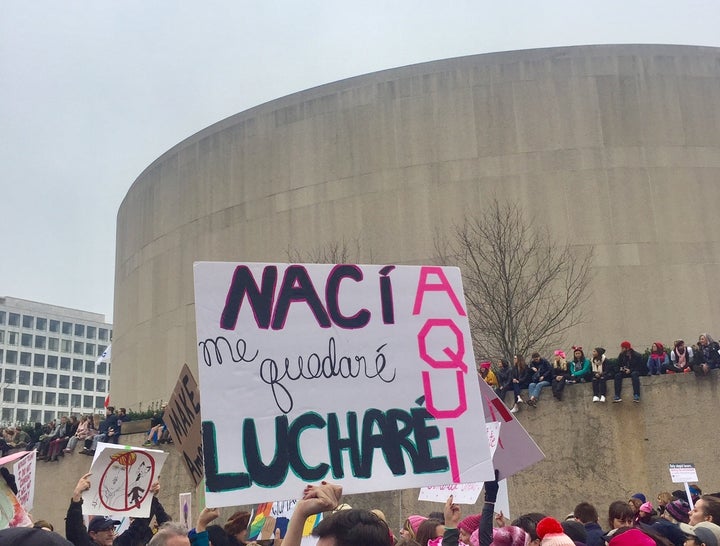 <p>Sign at the Women’s March on Washington on January 21.</p>