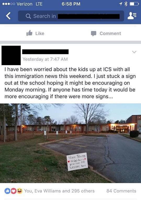 The Facebook post neighbor Danny Vincent saw on Sunday.