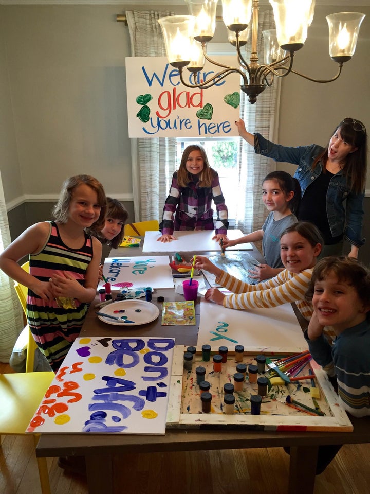 The Vincent family’s sign-making party.