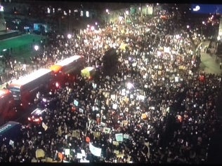 Police in London released this picture of the vast protest in the U.K. capital last night against the Trump visa ban.