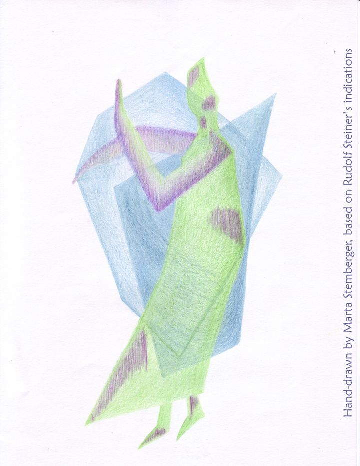 Eurythmy figure M, hand-drawn by Marta Stemberger, based on Rudolf Steiner’s indications