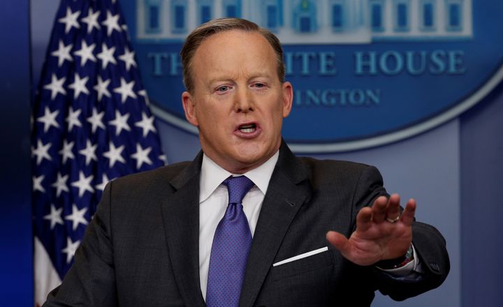 Sean Spicer began his afternoon briefing on Monday with a short statement condemning the attack