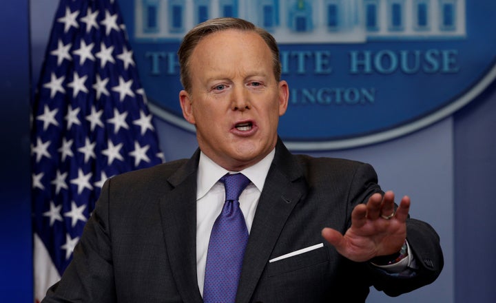 Sean Spicer began his afternoon briefing on Monday with a short statement condemning the attack