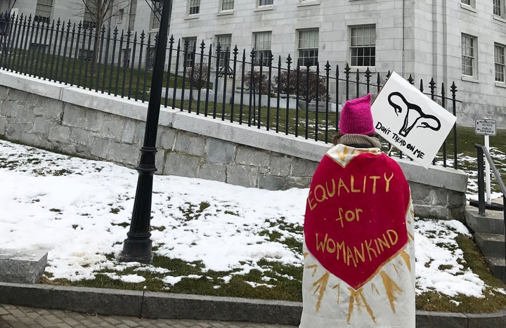 Abigail Gray Swartz at a women's march in Augusta, Maine.