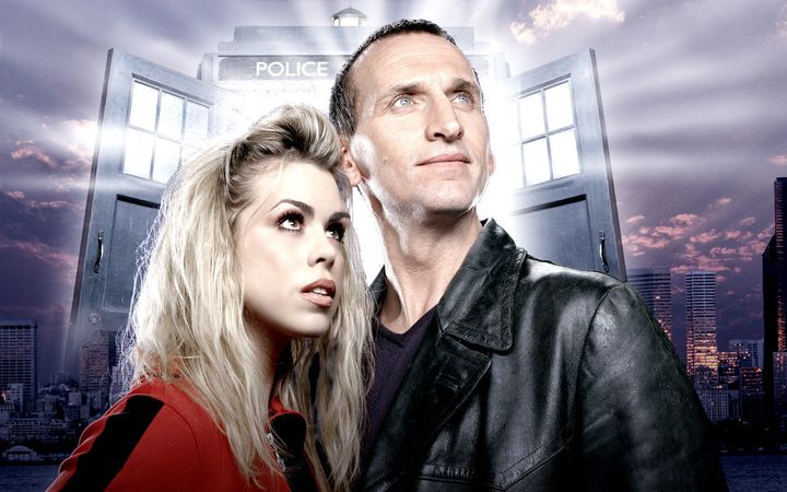 Billie as Rose, with former Doctor, Christopher Eccleston