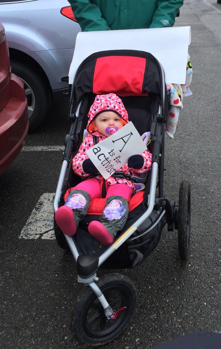 The child of one of Barbara Zimmerman's friends, Jessica Foster, who marched with her in the Women's March in Olympia, Washington.