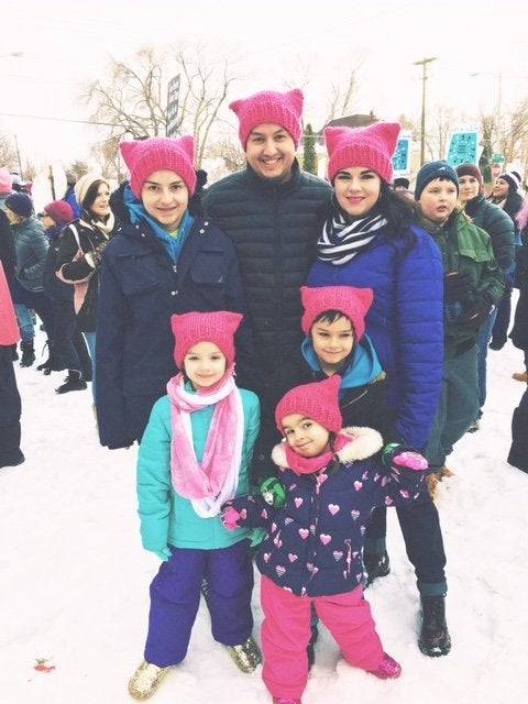 The Peterson family in Pocatello, Idaho, sister march for women.