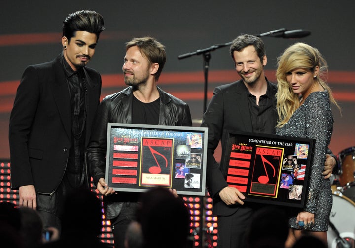 Adam Lambert, Max Martin, Gottwald, and Kesha at the 28th Annual ASCAP Pop Music Awards at the Grand Ballroom at Hollywood & Highland Center on April 27, 2011. 