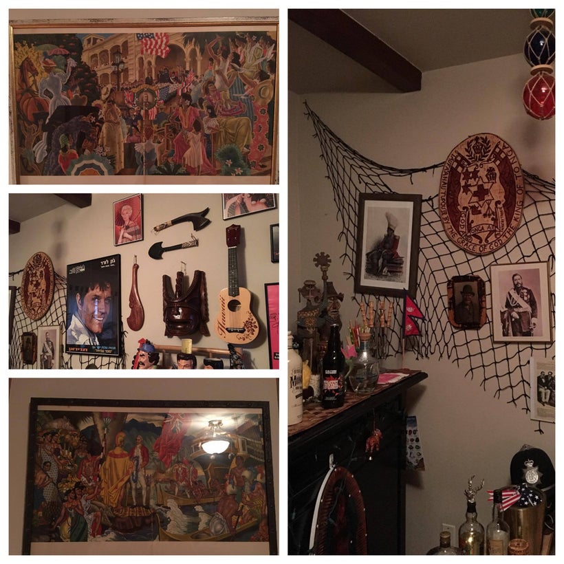 The art on the left depicts the moment Cooke’s arrival in Hawai’i (Bottom Left) and the Overthrow of the Hawaiian government
