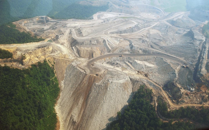 A large mountaintop removal mining operation, seen in 2008 in West Virginia.