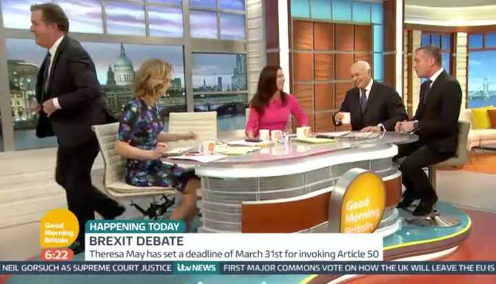 Piers Morgan jokingly stormed off the set of ‘Good Morning Britain’ today