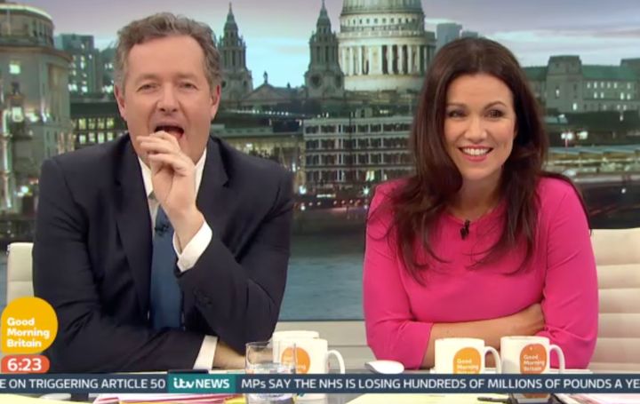 Morgan and co-host Susanna Reid were left twiddling their thumbs during the segment