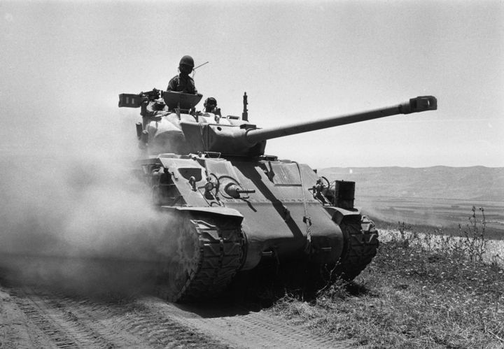 An Israeli tank advancing into Syria during the Six Day War 12th June 1967.