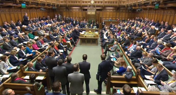 A full House of Commons, London during the second reading debate on the EU (Notification on Withdrawal) Bill.