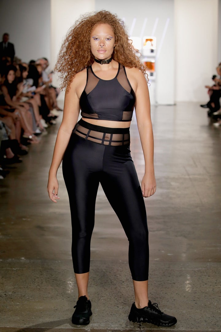 Sabina Karlsson walking for Chromat. 