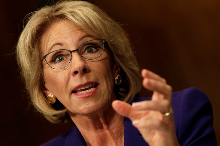 Betsy DeVos testifies before the Senate Health, Education and Labor Committee on Jan. 17, 2017.