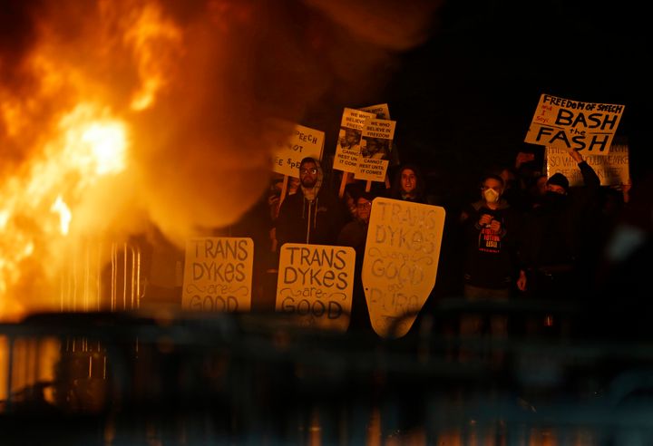 Demonstrators at the west coast university set fires and broke windows to protest against Yiannopoulos' appearance 