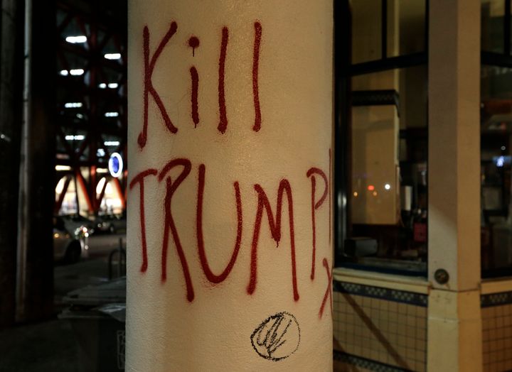 Protesters sprayed 'Kill Trump' around the Berkeley campus 