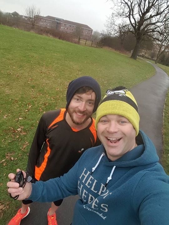 <p>Alex with his ex-Army personal trainer Graeme McKie</p>