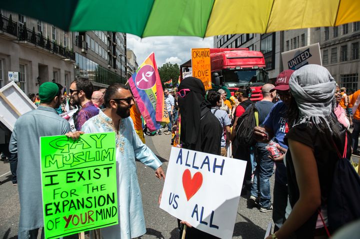 Muslims march in a pride parade in London. June 25, 2016.