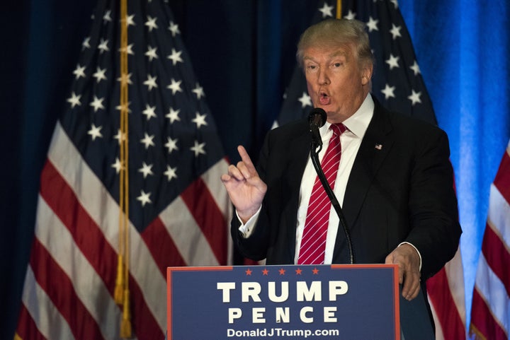 Trump at a campaign event in Youngstown, Ohio, on Aug. 15, 2016, where he spoke about preventing terrorist attacks on American soil and instituting tough checks on immigrants.