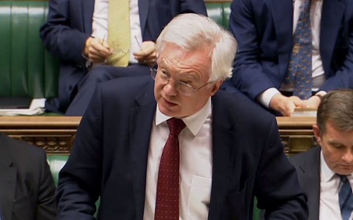 Brexit Secretary David Davis speaks in the House of Commons as the White Paper was published