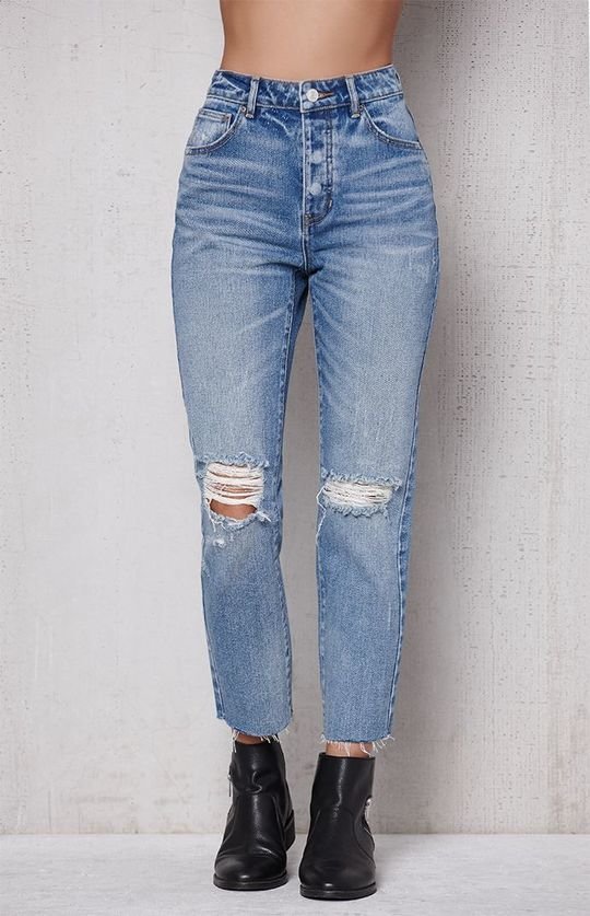 clear knee mom jeans for sale