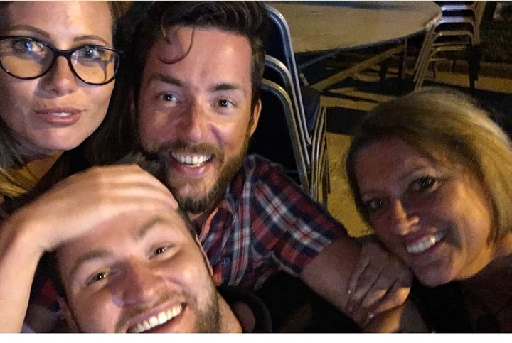 <p>Alex with mum Angie (right), brother Jordan, and Jordan’s girlfriend Lisa, on holiday in Gambia in 2016 </p>