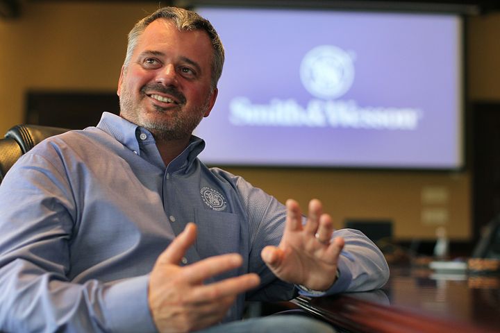 Smith & Wesson CEO James Debney told analysts on a conference call on Thursday that the demand for firearms is a result of short-term influences of “potential impact of news events and the current political environment.”
