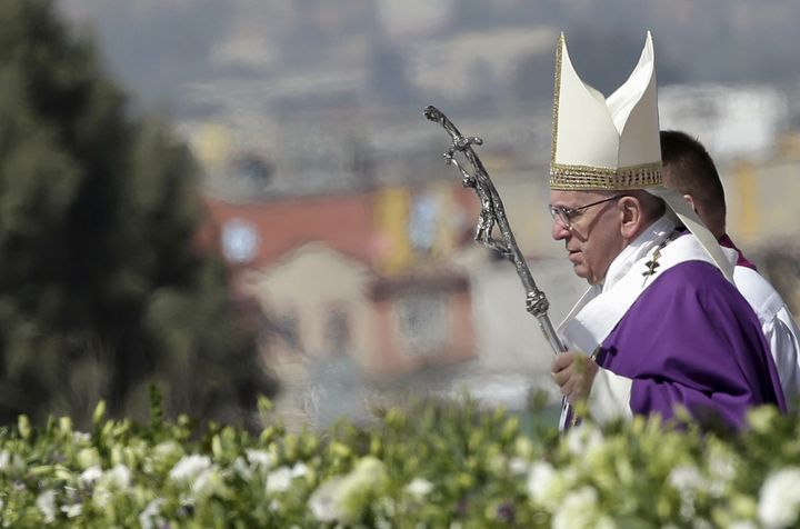 Pope Francis celebrates a Mass before a crowd of hundreds of thousands in Ecatepec, Mexico.