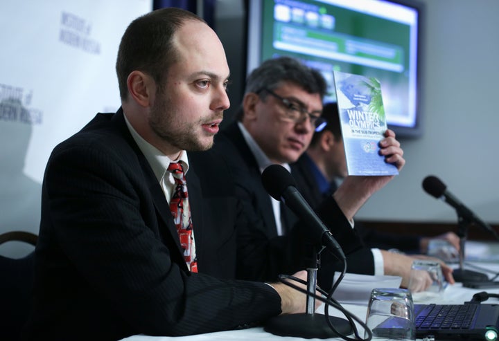 Vladimir Kara-Murza, 35, left, had been active and healthy recently, his wife said.