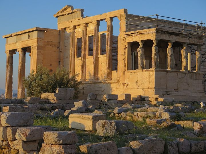 <p><em>The Erechtheion, built about 420 BC, an Ionic temple that on one side, is supported with the six Caryatids</em></p>