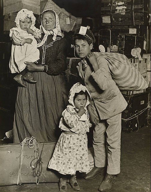 Immigrant Family in the Baggage Room of Ellis Island, 1905