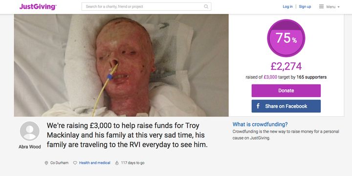 More than £2,000 has been raised to help in Troy's recovery 