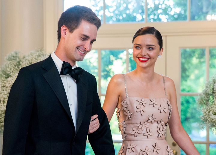 Snapchat CEO Evan Spiegel and actress Miranda Kerr. The pair are engaged. 