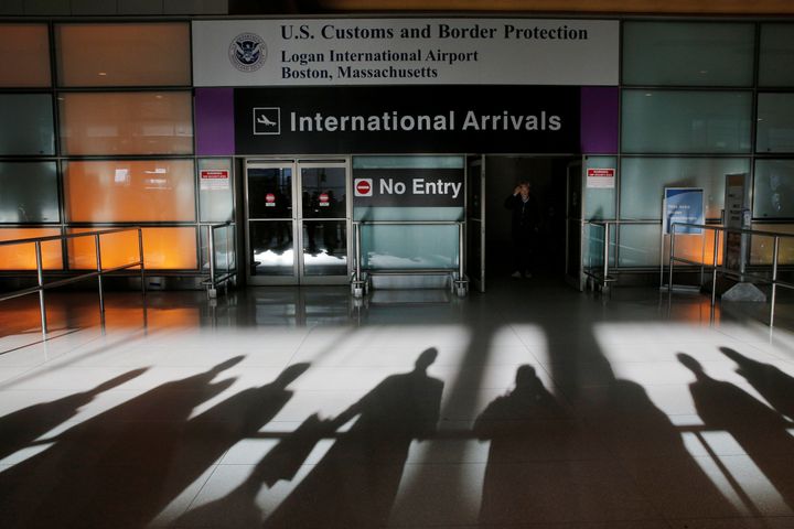 An international traveler arrives after U.S. President Donald Trump's executive order travel ban at Logan Airport in Boston, Massachusetts, U.S. January 30, 2017.