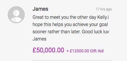 The donation appeared on Turner's Just Giving page on Thursday night 