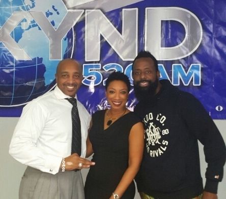(Left to Right) Celebrity Relationship Expert, Dr. D Ivan Young, Entertainment Attorney Jalene Mack, Comedian Marcus Wiley. — with Jalene Mack at KYND 1520 AM.