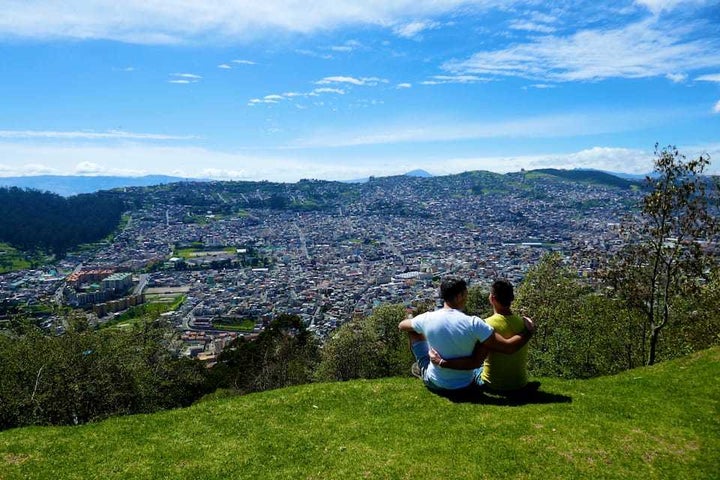 Sharing a romantic moment in Quito