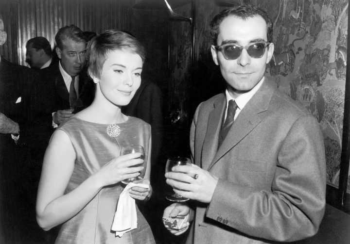 Godard with Jean Seberg at a 1960 cocktail party in honor of "Breathless."