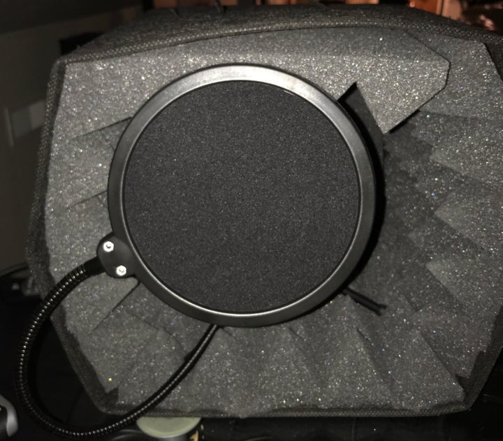 DIY microphone booth with pop filter