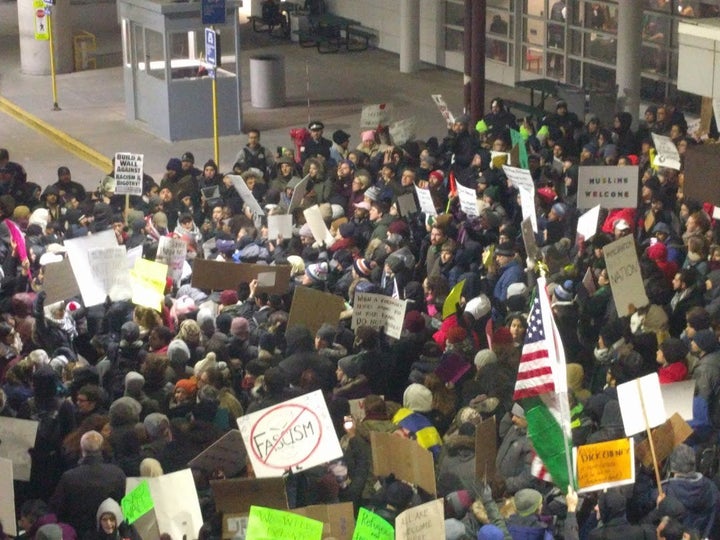 Chicago’s O’Hare International Airport, Gate 5, day 2 of #NoBanNoWall protests.