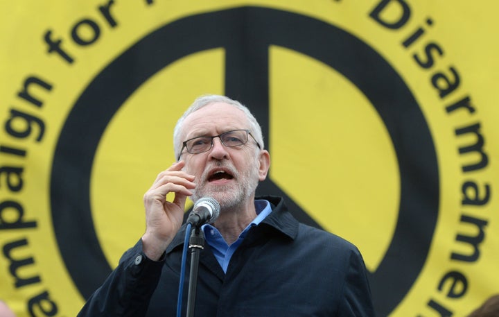 Jeremy Corbyn at a Stop Trident protest